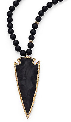 Nest Black Onyx Arrowhead Beaded Pendant Necklace