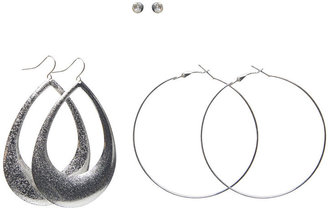 Wet Seal Diamond-Dusted Hoop & Stud Earrings