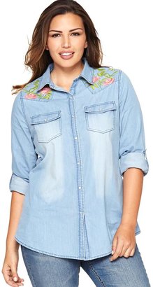 So Fabulous! So Fabulous Embroidered Shoulder Denim Shirt (Available in sizes 14-32)