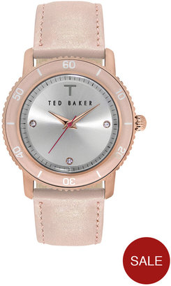 Ted Baker Silver Dial With Pink Leather Strap Ladies Watch