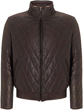 Bugatti Leather Quilted Jacket, Brown