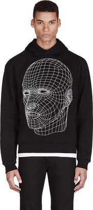Christopher Kane Black Grid Face Graphic Hooded Sweater