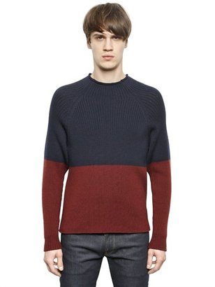 Dolce & Gabbana Color Block Ribbed Wool Sweater