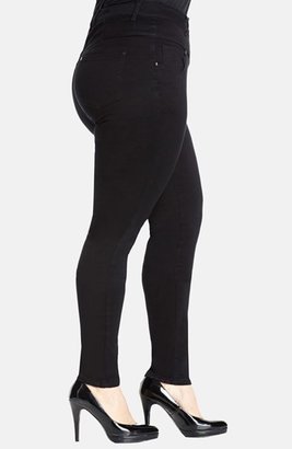 City Chic 'Hi-Waist Honey' Stretch Skinny Jeans (Black) (Plus Size)