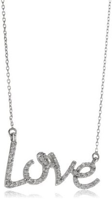 KC Designs Peace and Love" Diamond 14k White Gold "Love" Pendant Necklace, 16"