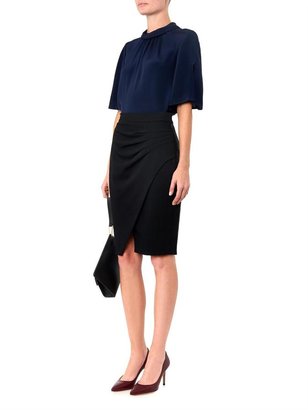 L'Agence Pleated crepe pencil skirt