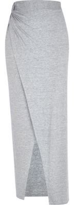 River Island Grey knotted split front maxi skirt