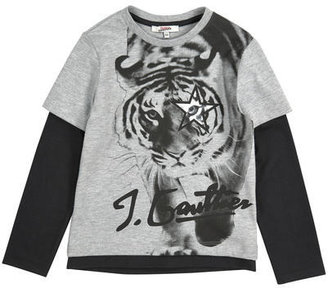 Junior Gaultier long-sleeved tiger print t-shirt