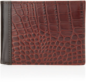 Neiman Marcus Two-Fold Embossed Pass Wallet, Brown
