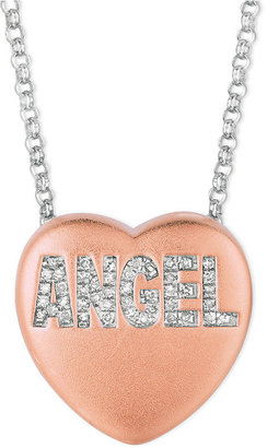 Angel Heart Sweethearts Diamond Necklace, 14k Rose Gold over Sterling Silver Diamond Pendant (1/10 ct. t.w.)