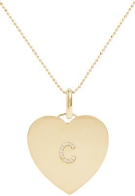 Jennifer Meyer Oversize Diamond & Gold Initial "C" Heart Pendant Necklace