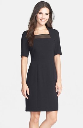 Marc New York 1609 Marc New York by Andrew Marc Mesh Inset Crepe Sheath Dress