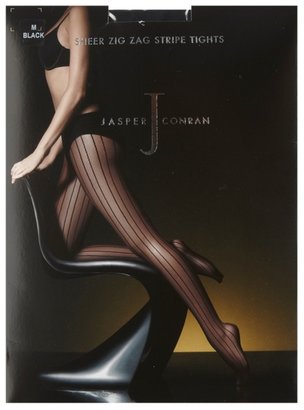 J by Jasper Conran Black sheer zig zag striped tights