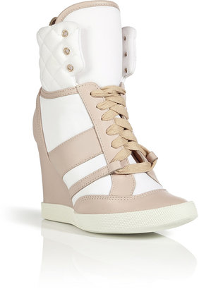 Chloé Leather/Canvas Wedge Sneakers