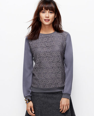 Ann Taylor Petite Lace Woven Sweatshirt