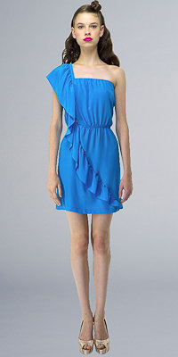 Kara Janx Turquoise One Shoulder Ruffled Dresses