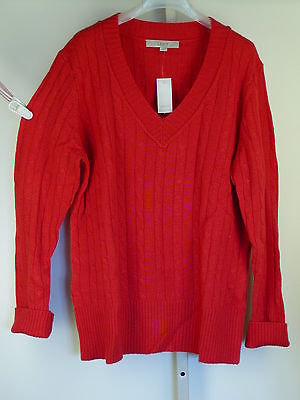 LOFT Long Sleeve Cable V Neck Sweater Top XS S M L XL  New