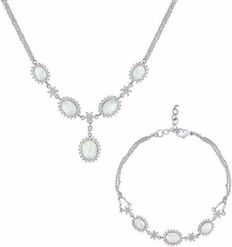 JCPenney FINE JEWELRY Lab-Created Opal & Cubic Zirconia Necklace & Bracelet Set