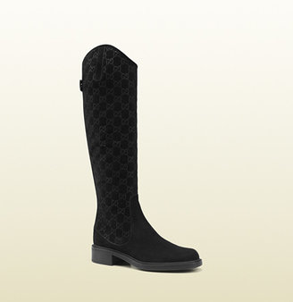 Gucci Maud Black Suede Tall Flat Boot