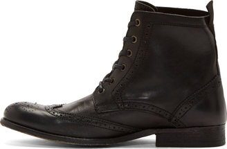 Hudson H by Black Leather Brogued Wingtip Angus Boots