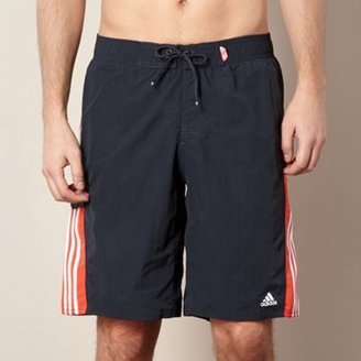 adidas Black logo stripe elasticated waist swim shorts