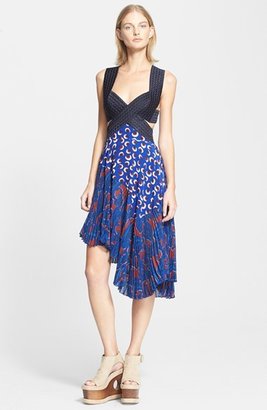 Stella McCartney Asymmetrical Cutout Detail Silk Dress