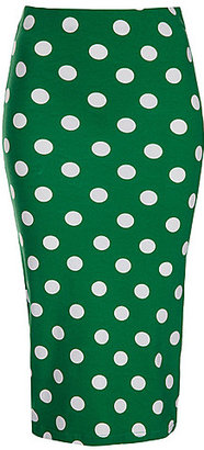 Topshop Green Spot Print Tube Skirt