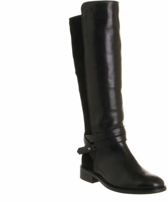 Poste Mistress Marie High Strap boots Black Leather Suede