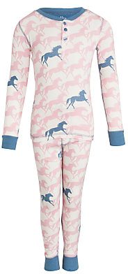 Hatley Girl's Horse Long Sleeve Pyjamas, Cream