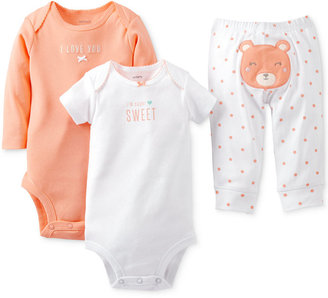 Carter's Baby Girls' 3-Piece Bear Bodysuits & Pants Set