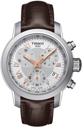Tissot Women's Swiss Chronograph PRC 22 Brown Leather Strap Watch 35mm T0552171603302