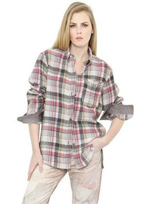 Isabel Marant Plaid Linen & Wool Blend Flannel Shirt