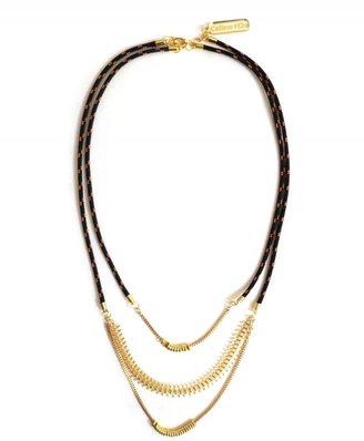Celine H2o Golden Brass and Black Cord Comet Necklace