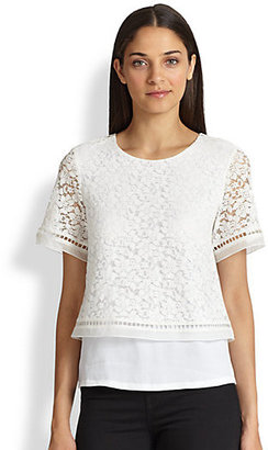 Rebecca Taylor Lace-Overlay Top