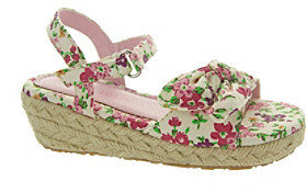 Laura Ashley Girls' "Belinda" Fabric Flower Wedge Sandal