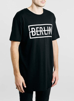 Topman Black Long Line Berlin T-Shirt