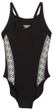 Speedo Girl's black monogram swimming costume
