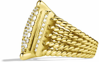 David Yurman Wheaton Ring with Diamonds in Gold, Size 7