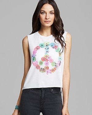 Chaser Tank - Flower Child Peace Muscle Crop