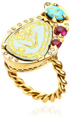 Sylvie Corbelin One Of A Kind Turquoise And Ruby Ring Blue Multi