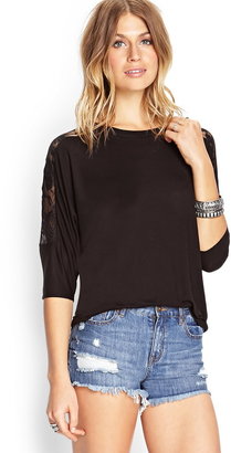 Forever 21 Floral Lace Dolman Top