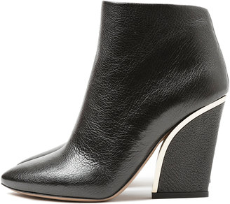 Chloé Textured Leather Ankle Boots with Gold Inset