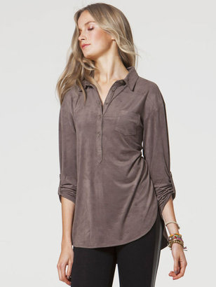 C&C California Faux suede roll sleeve tunic