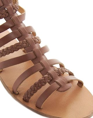 London Rebel Gladiator Leather Flat Sandals