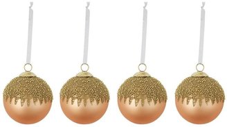 Laurence Llewellyn Bowen Glass Christmas Baubles with Organza Ribbon - Set of 4
