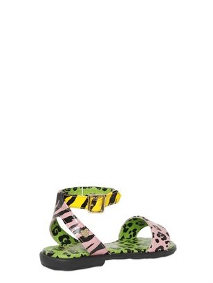 Moschino Animalier Printed Patent Leather Sandals