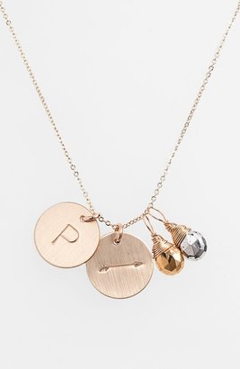 Nashelle Pyrite Initial & Arrow 14k-Gold Fill Disc Necklace