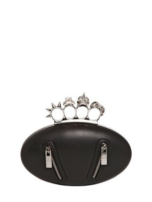 Alexander McQueen Soft Leather Knuckle Oval Clutch