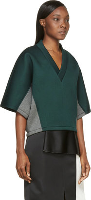 Marni Green & Gray Oversized Neoprene Sweater