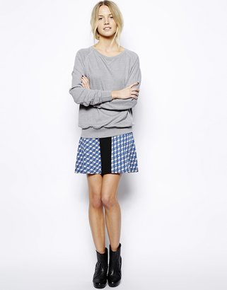 Zooey Love High Waisted Circle Skirt in Geo Jacquard Knit